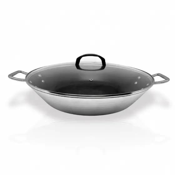 Paellera 40cm Teflon Antiaderente Com Tampa De Vidro | Panela Grande Paella Profissional Premium