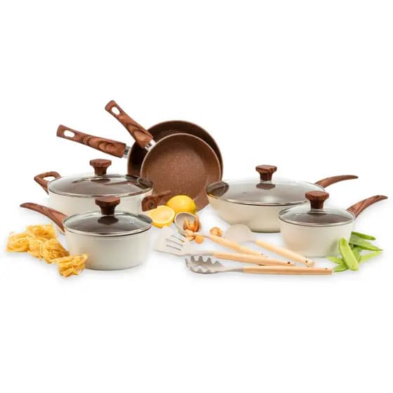 Conjunto Jogo de Panelas Cerâmica Antiaderente Indução 10 Pçs com Espatulas