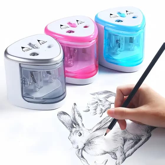 Apontador Elétrico Bateria para lápis Automático 6-12mm Multi-Funcional Operado Com 2 Furos para artistas E Casa escola