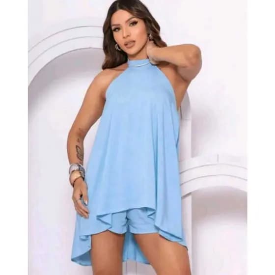 CONJUNTO FEMININO SHORTS E BLUSA ESTILO BATINHA DUNA
