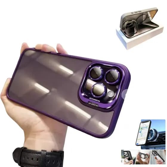Luxo Capinha Magnética Capa Para iPhone 11 12 14 13 15 16 Pro Max Magsafe Case e Camera Lente Suporte De Celular