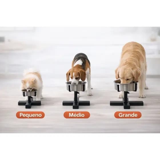 Comedouro Bebedouro Ajustavel Pet para Caes e Gatos
