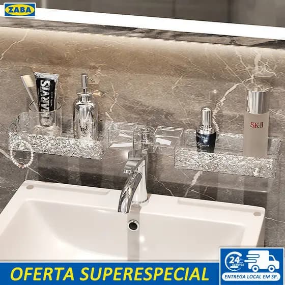 rack de armazenamento acrílico de canto ajustável para banheiro com grande capacidade