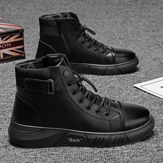 Botas Masculinas Estilo Britânico Martin 2024, Botas Chelsea de Cor Sólida QCFA 0681