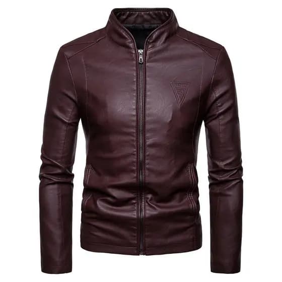 Jaqueta de Couro Masculina Estilo Coreano com Gola para Outono e Inverno, Moda 0681