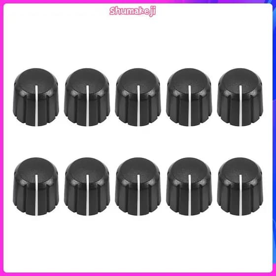 10 Botões De Controle Do Potenciômetro Dos Pces Para Tom De Volume Da Guitarra Elétrica Preto Tipo D 6mm