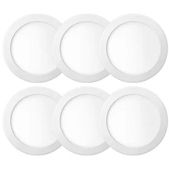 Kit 6 Luminária Painel Plafon Sobrepor Redondo Led 18w Bivolt ELGIN