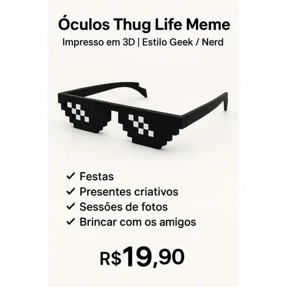 Óculos Thug Fantasia Meme -Óculos para fantasia de Hallowen