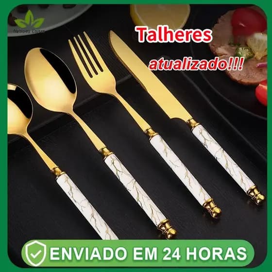 presentes Conjunto de talheres de aço inoxidável luxuoso de