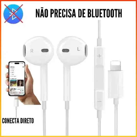 Fone De Ouvido Com Fio Lightning Para Iphone 7 8 X 11 12 13 14 PRO MAX Com Microfone