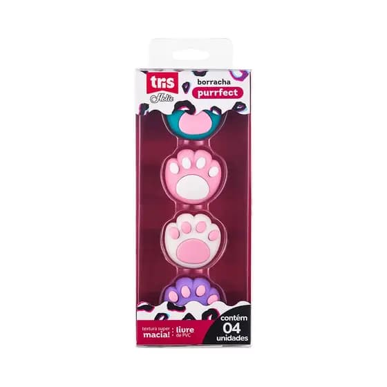Borracha Purrfect Tris - Formato Patinhas - Emb. c/ 4 und