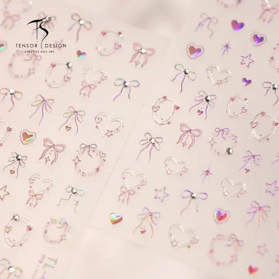 Simples Laser polarizado Bowknot Manicure adesivo TL-458 francês puro desejo estilo feminino amor guirlanda
