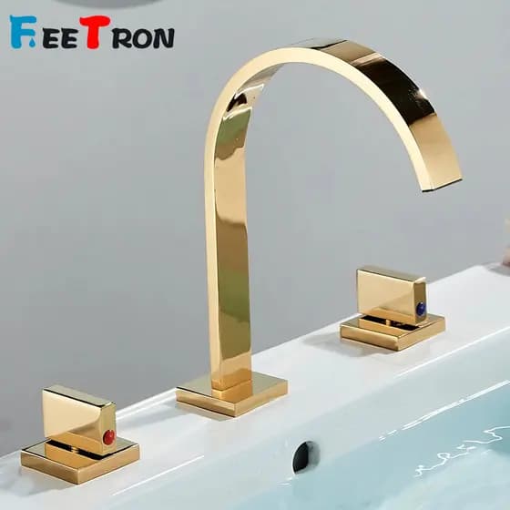 Torneira Misturador Lavatório Banheiro Alça Dupla Banheira 304 Aço inoxidável Alta 24cm