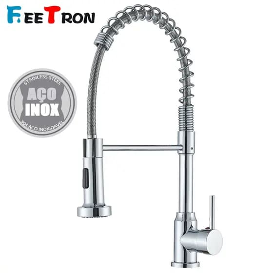 Torneira Cozinha Gourmet Monocomando com pulverizador removível de Mesa Água Quente e Frio