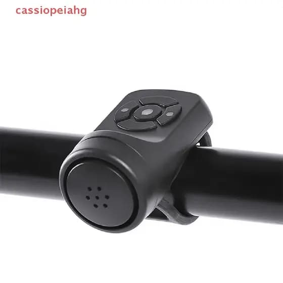 (cassiopeiahg) Bicicleta Elétrica Preta ABS Recarregável por USB Campainha de Alarme com Alto-falante e Suporte para Gui