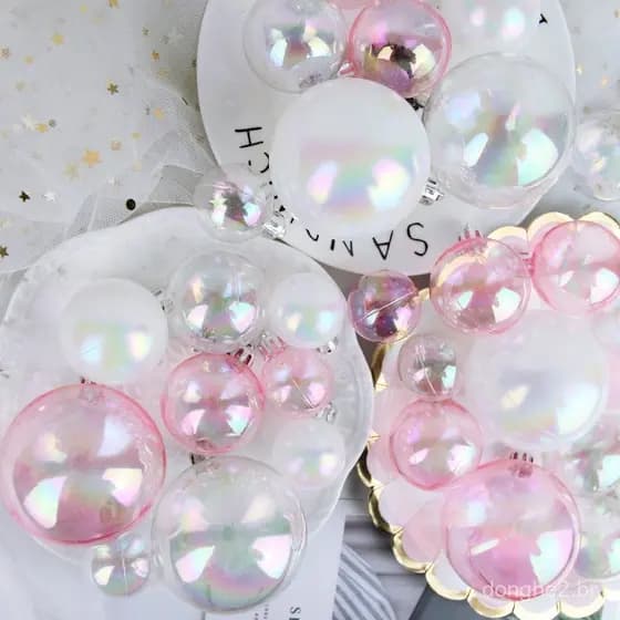 4 esferas mágicas transparentes e coloridas para decoração de bolo de aniversário