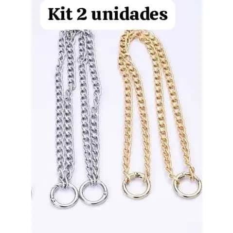 Kit 2 Corrente Lisa para a Alça de Bolsa de Crochê com Argola Articulada Mosquetão