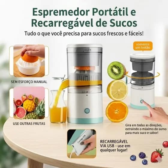 Espremedor de Frutas Mini Automático Recarregável 110V/220V