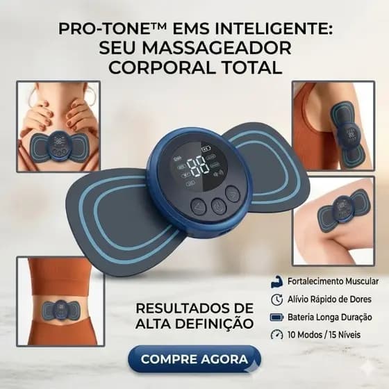 Massageador Elétrico Portátil mini Recarregável Eletroterapia Pescoço e Perna - Bivolt