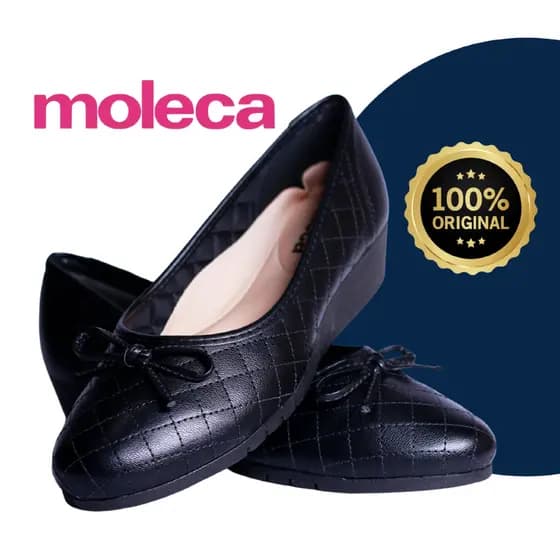 Sapatilha Feminina Moleca Anabela Preta Confortável Casual Dia a Dia Trabalho Original