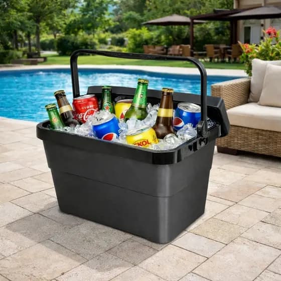 Caixa Termica Cooler 17 Litros Com Tampa Porta Copos - Alça Resistente - Cooler Preto