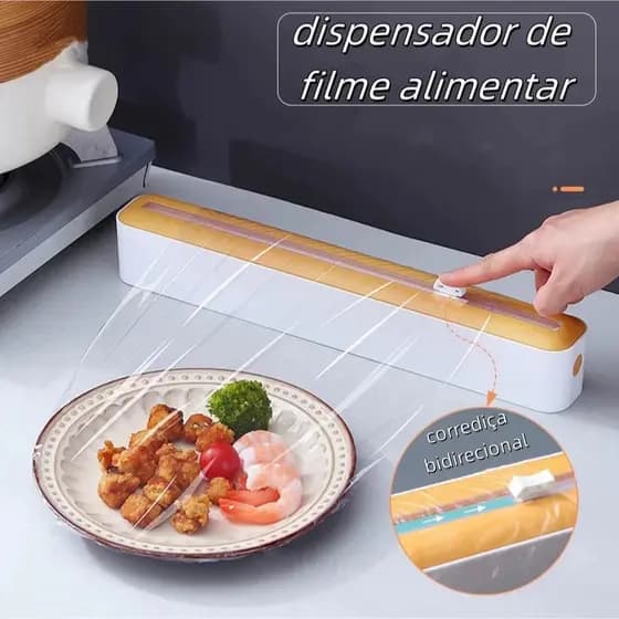 Dispenser e Cortador de Papel Filme Plástico Cor Sortida para Cozinha Organização e Praticidade