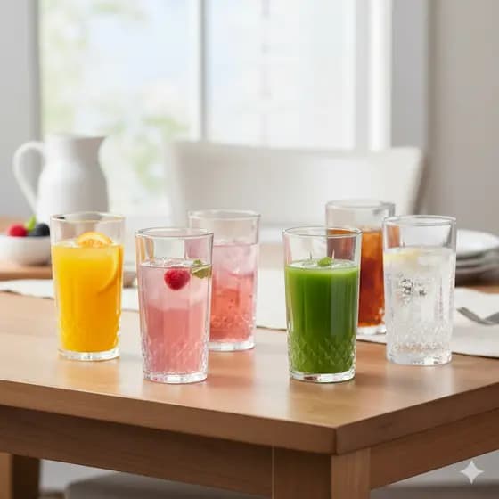 Jogo 6 Copos de Vidro Lily 280ml Transparente Elegante Mesa Posta Água Suco Refrigerante Design Cristal Kit Oferta