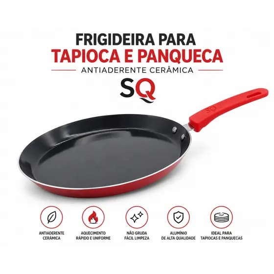 Frigideira Para Tapioca E Panqueca Cerâmica Antiaderente 24cm SQ