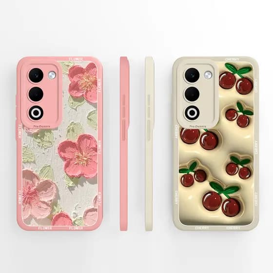 Para Oppo A5 2025 A5X 4G 5G Caso De Telefone Doce Cereja Padrão Macio Silicone Líquido Cobertura Completa Capa Traseira