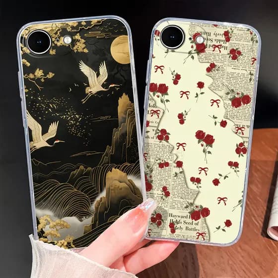 Para iPhone 16E 2025 Caso De Telefone Moda Estilo Estético Padrões Macio Fino TPU Transparente Silicone Capa Durável Lev
