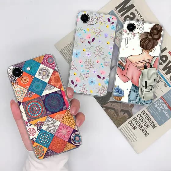 Compatível Para iPhone 16E Capa De Telefone Gato Fofo Desenho Animado Gentlewoman TPU Macio Transparente Silicone À Prov