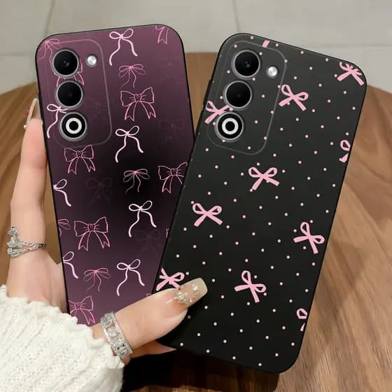 Capa De Telefone Para Oppo A5 A5i Pro A5M 4G 5G Rosa Bolinhas Arco Traseira Macio Fosco Silicone Atualização Escudo Anti