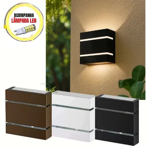 Kit 5 Arandela Luminária de Parede Externa Interna 2 Frisos 2 Focos Bivolt LED