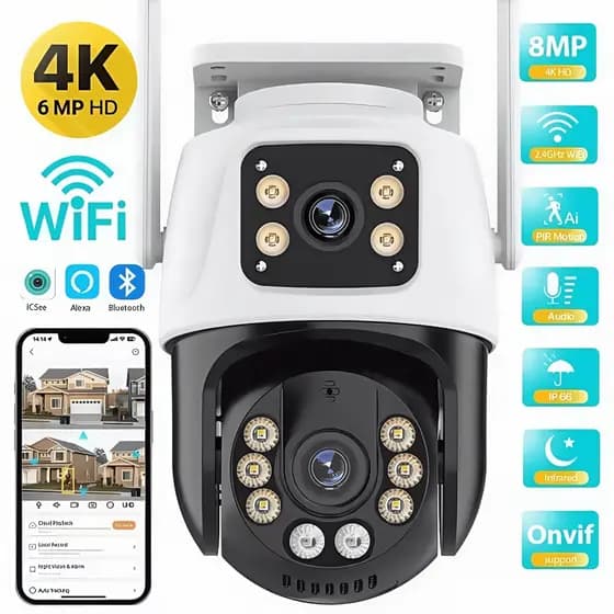 Câmera De Segurança A28B Dupla Compatível Com Alexa Wi-Fi Smart IP66 App ICSEE Envio Imediato