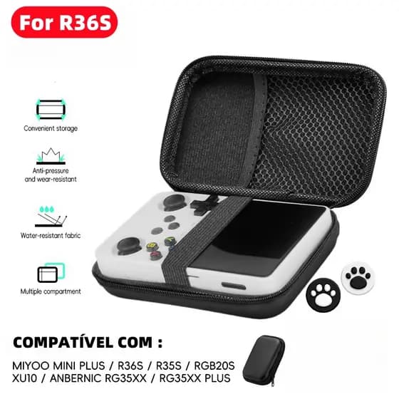 Bolsa Portátil De Armazenamento Compatível Com O RG35XX R35s R36S console De Jogos retro mini Eletrônica Preta