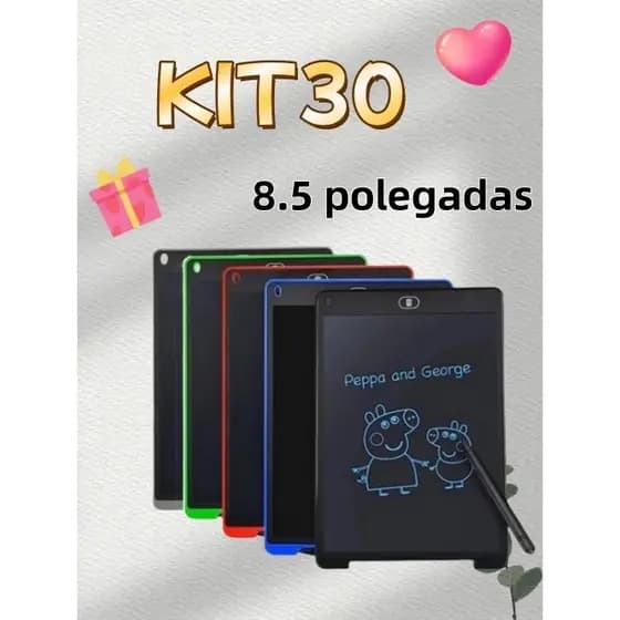 Kit 30 Peças Lousa Mágica Tela Lcd 8.5 Polegadas Infantil De Escrever E Desenhar Tablet