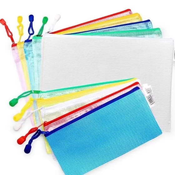 Kit 10 Pasta A4 A6 De Plástico Multiuso Com Zíper Estojo Escolar Papelaria