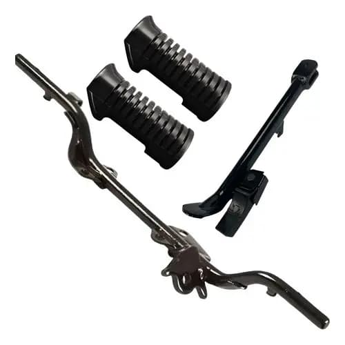 Cavalete Lateral + Estribo Central + Par Borracha Cg 125 150