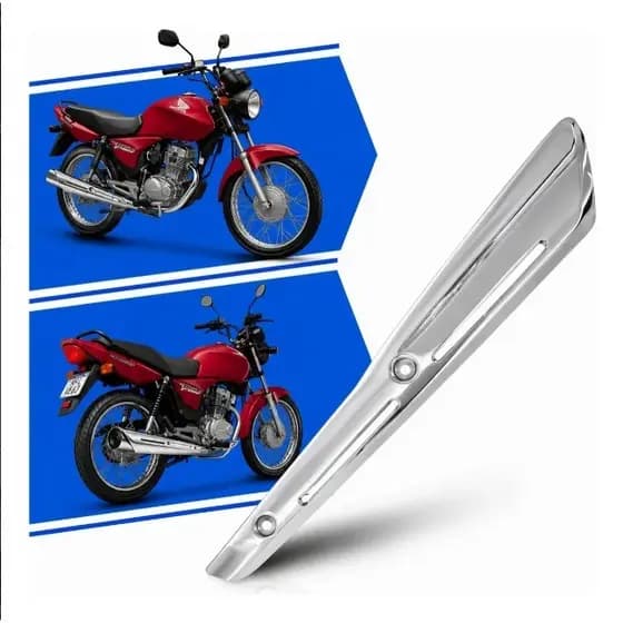 Protetor De Escapamento Fan 125 05-13 Cg Titan 150 04-08 Brilhante Cromado Escape cg125 cg150