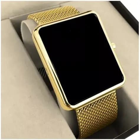 Relógio Feminino Unissex digital Led Quadrado Sports Watch Tendência Moda Dourado Rose 342