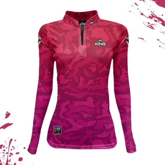 Camisa Camiseta Blusa Feminina Camuflada Rosa Pink com Proteção UV50 Pesca, Praia, Bike - LANÇAMENTO