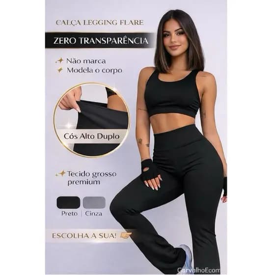 Calça Bailarina Flare Feminino legging Cintura Alta