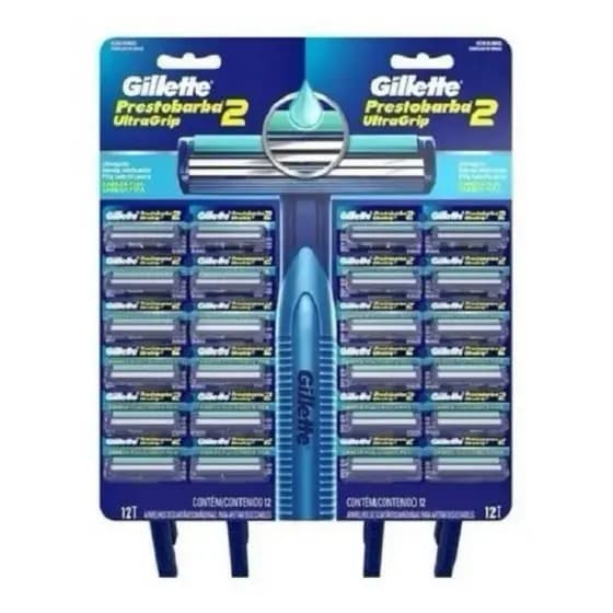 24 Prestobarba Aparelho De Barbear Gillette 2 Lâminas Ultra-Grip Com Lubrificante Atacado