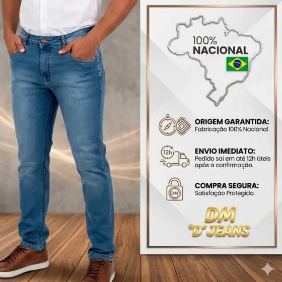 Calça Jeans Masculina 63D Lycra Elasticidade Confortável Moderna