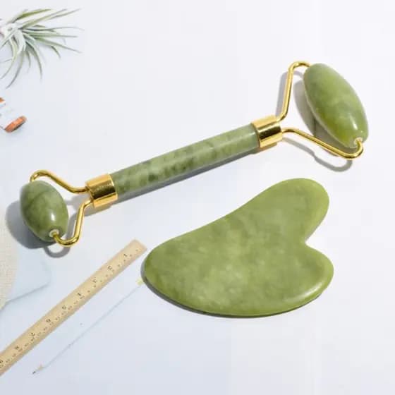 Rolo Pedra de Jade Placa Gua Sha Massagem Facial Anti Ruga Facial Massage Roller
