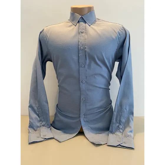 Camisa Social Masculina - 65% Poliéster, 35% Algodão,