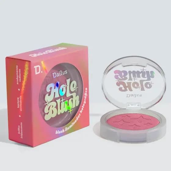Holo Blush Pink– Blush e Iluminador 2 em 1 com Brilho Dailus