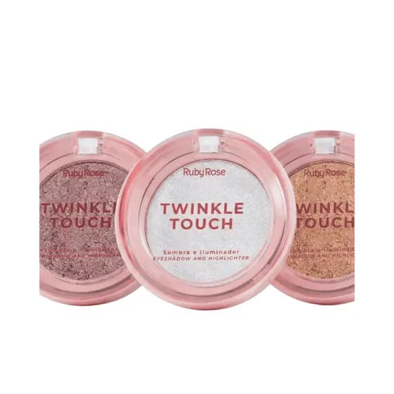 Sombra e Iluminador Twinkle Touch Ruby Rose, Brilho Intenso,Efeito Glow Radiante