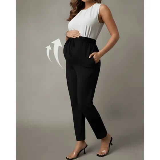 Calça Gestante Viscolycra Premium Soltinha Com Bolso Cintura Alta Confortável Gravida Maternidade