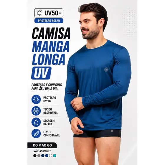 Camisa Proteção Solar Uv50+ Camiseta Térmica Segunda Pele Blusa Malha Fria Unissex Manga Longa